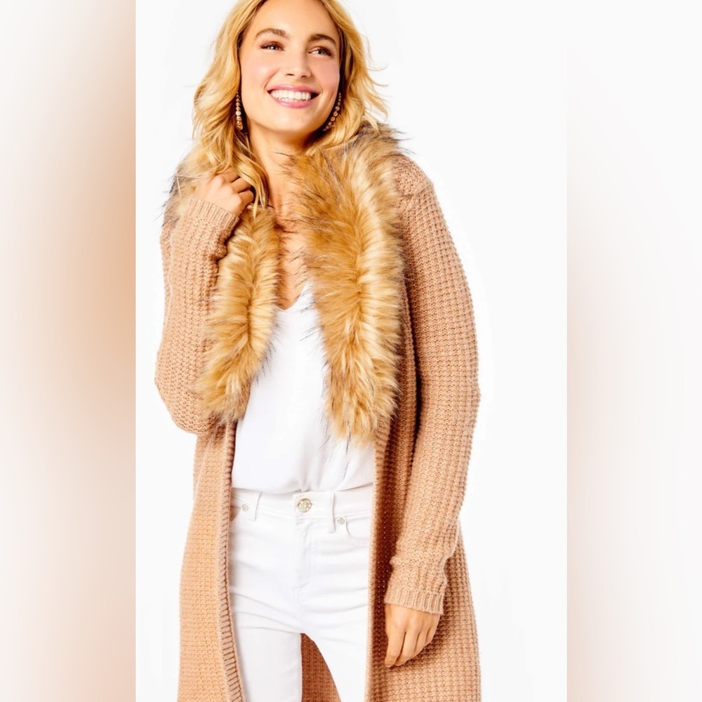 Lilly Pulitzer Adelaine Cardigan Heathered Tiki Hut Metallic $278 Medium M